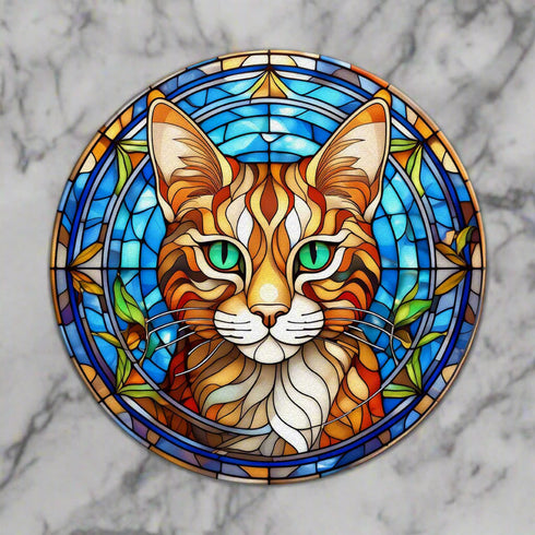 Cat Bengal Glass Suncatcher Worktop Saver